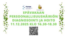 Epävakaan persoonallisuushäiriön diagnosointi ja hoito -luento 11.12.2025 klo 16.30-18.30