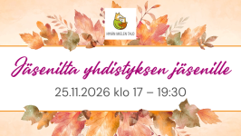 Jäsenilta yhdistyksen jäsenille 25.11.2026 klo 17 – 19:30