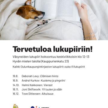 Väsyneiden lukupiiri keskiviikkona 14.10. klo 12–13 Hyviksellä! Onko kirjan lukemisesta aikaa? Onko arkesi kiireistä tai...