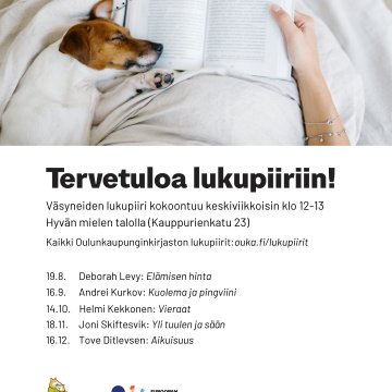 Väsyneiden lukupiiri keskiviikkona 14.10. klo 12–13 Hyviksellä! Onko kirjan lukemisesta aikaa? Onko arkesi kiireistä tai...
