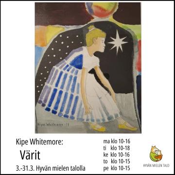 Tervetuloa tutustumaan Kipe Whitemoren Värit -näyttelyyn 1.3.-31.3. Hyvän mielen talolla. Taiteilija kertoo näin: 