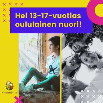 Maksuton RANDOM-ryhmä on tarkoitettu oululaisille 13–17-vuotiaille. Tule mukaan löytämään uusia kavereita ja tekemään ki...