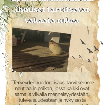 Kirjoitimme Hyvän mielen talolla pienellä porukalla mielenterveydestä ja mielenterveyspalveluista. Ajatus kirjoittamises...