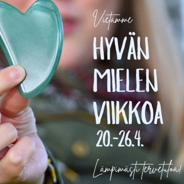 Tervetuloa viettämään kanssamme vuosittaista Hyvän mielen viikkoa 20.-26.4.! Viikon ohjelmassa on kahvittelua, taidetyöp...