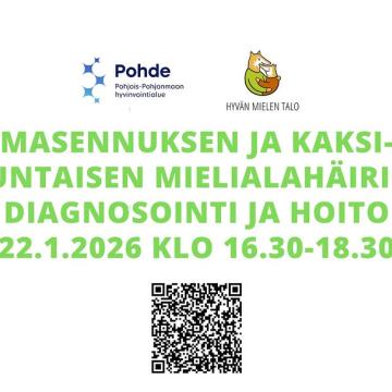 Ensitietoa masennuksen ja kaksisuuntaisen mielialahäiriön diagnosoinnista ja hoidosta -verkkoluento to 22.1.2026 klo 16....