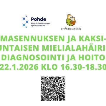 Ensitietoa masennuksen ja kaksisuuntaisen mielialahäiriön diagnosoinnista ja hoidosta -verkkoluento to 22.1.2026 klo 16....