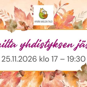 ✨ Jäsenilta yhdistyksen jäsenille ✨ Lämpimästi tervetuloa viettämään mukavaa iltaa yhdessä muiden jäsenten kanssa! Illan...