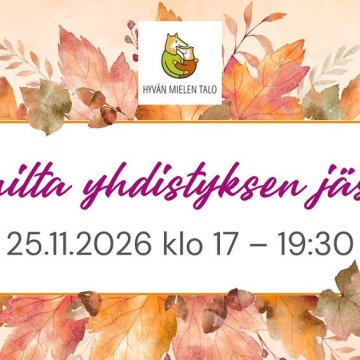 ✨ Jäsenilta yhdistyksen jäsenille ✨ Lämpimästi tervetuloa viettämään mukavaa iltaa yhdessä muiden jäsenten kanssa! Illan...
