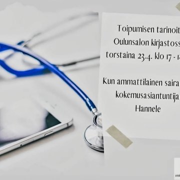 Tervetuloa kuulemaan kokemusasiantuntija Hannelen toipumisen tarinaa Oulunsalon kirjastoon torstaina 23.4.2026 klo 17-18...