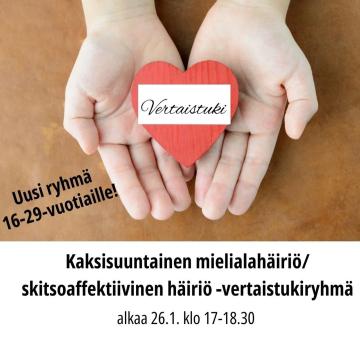 16-29-vuotiaille nuorille suunnattu Kaksisuuntainen mielialahäiriö/skitsoaffektiivinen häiriö -vertaistukiryhmä käynnist...